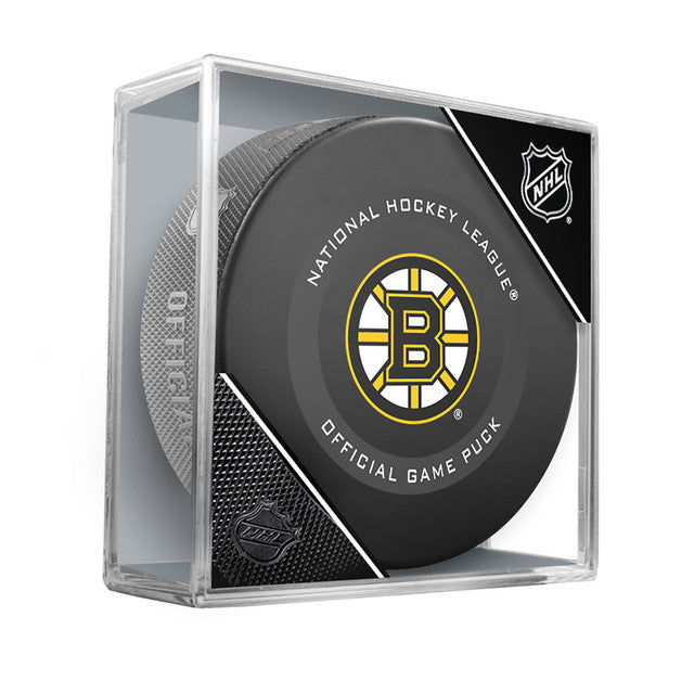 Boston Bruins Autograph Official Game Hockey Puck with Case - Dynasty Sports & Framing 