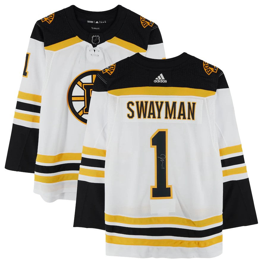 Jeremy Swayman Boston Bruins Autographed Adidas White Authentic Jersey - Dynasty Sports & Framing 