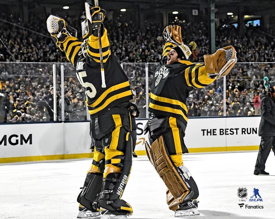 Linus Ullmark & Jeremy Swayman 2023 Winter Classic Boston Bruins Hockey Photo - Dynasty Sports & Framing