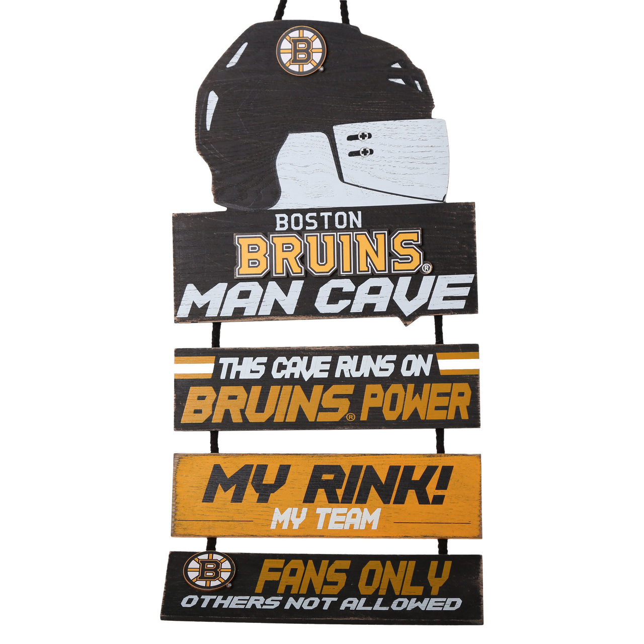 Boston Bruins Wooden Helmet Man Cave Dangle Sign - Dynasty Sports & Framing 