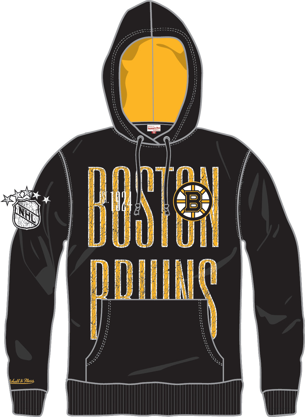Boston Bruins Mitchell & Ness OG Fleece Hoodie - Dynasty Sports & Framing 