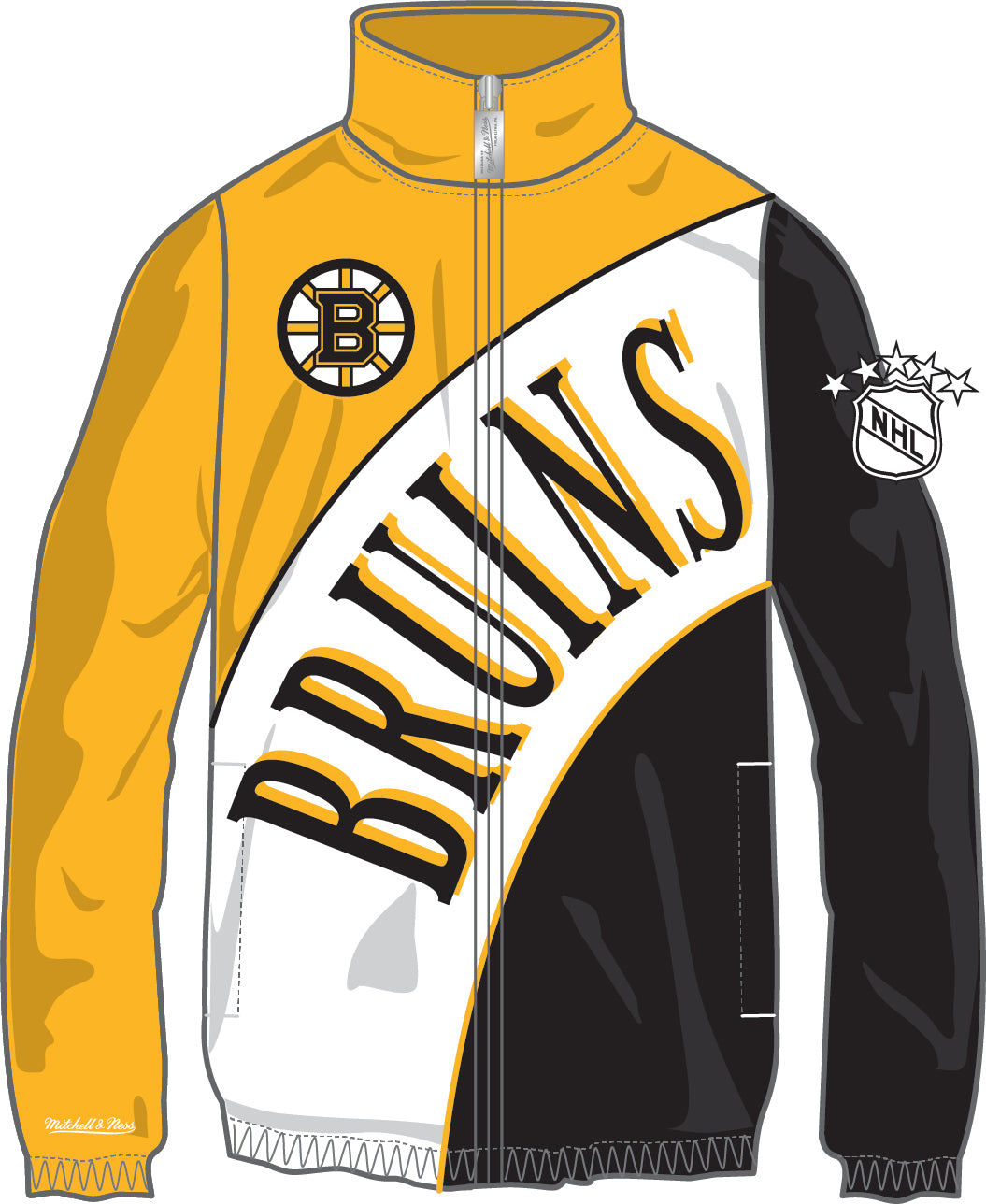 Boston Bruins Mitchell & Ness Arched Retro Lined Windbreaker - Dynasty Sports & Framing 