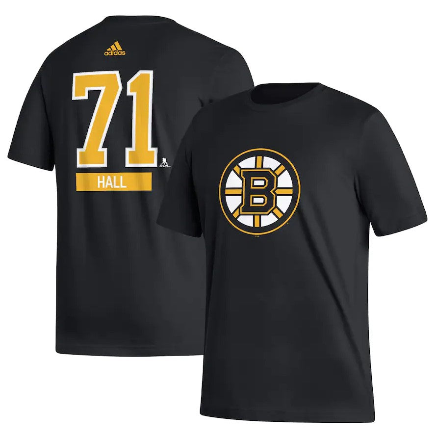 Taylor Hall Boston Bruins Adidas Player Name & Number T-Shirt - Black - Dynasty Sports & Framing 