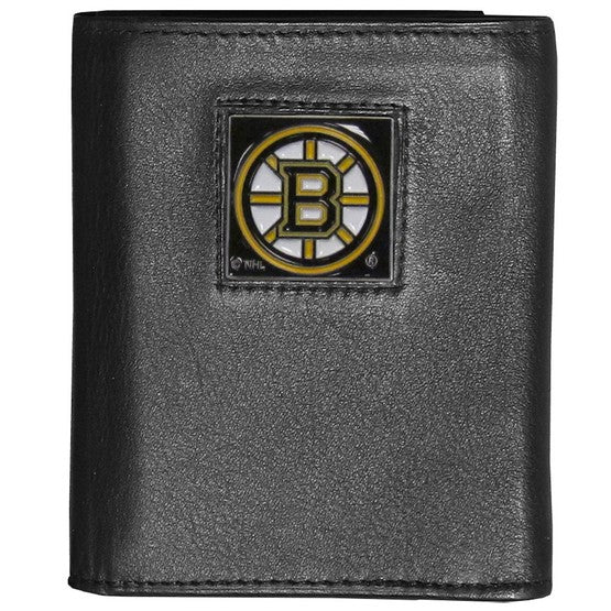 Boston Bruins FineGrain Leather Tri-Fold Wallet - Dynasty Sports & Framing 
