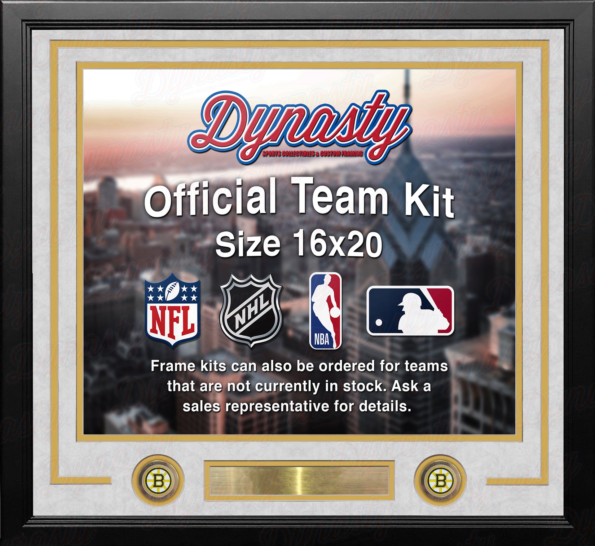 Boston Bruins Custom NHL Hockey 16x20 Picture Frame Kit (Multiple Colors) - Dynasty Sports & Framing 