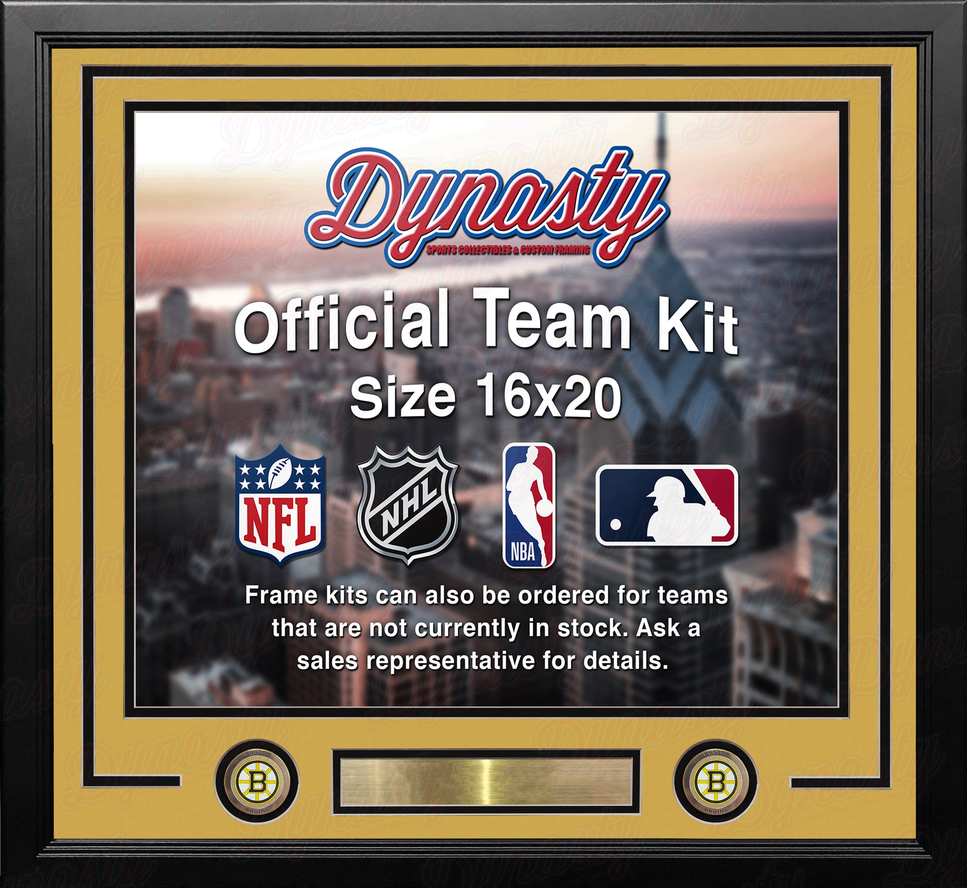 Boston Bruins Custom NHL Hockey 16x20 Picture Frame Kit (Multiple Colors) - Dynasty Sports & Framing 