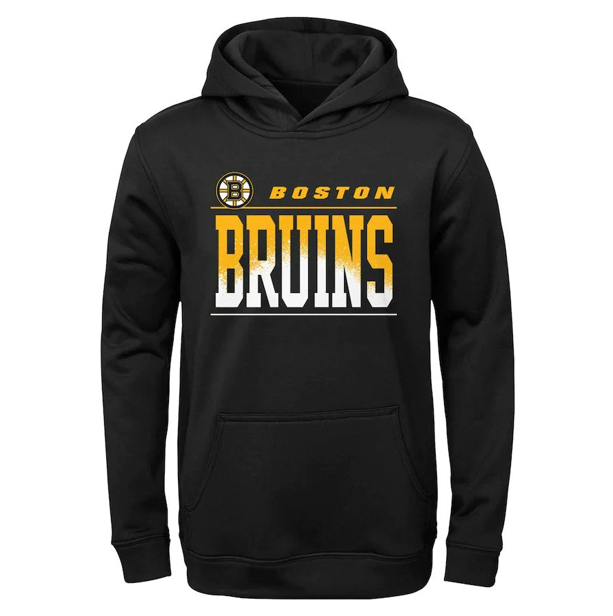 Boston Bruins Youth Play-By-Play Performance Pullover Hoodie - Black - Dynasty Sports & Framing 