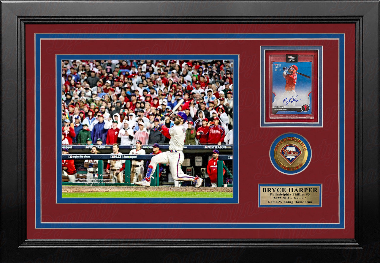 Autographed Philadelphia Phillies Bryce Harper Fanatics Authentic Framed  White Nike Replica Jersey Collage