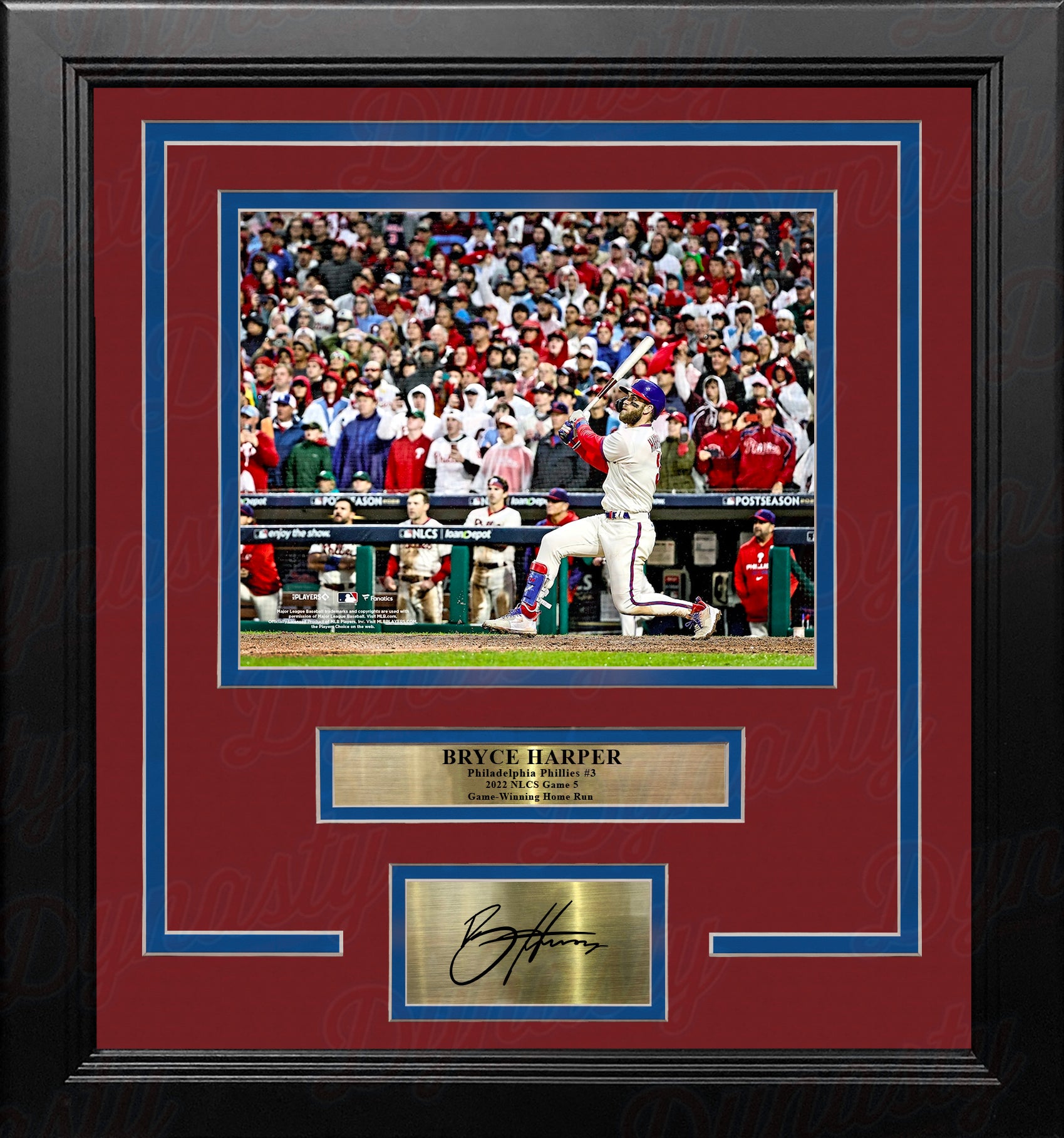 Bryce Harper NLCS Game 5 Home Run Philadelphia Phillies 8x10 Framed Photo with Engraved Autograph - Dynasty Sports & Framing 