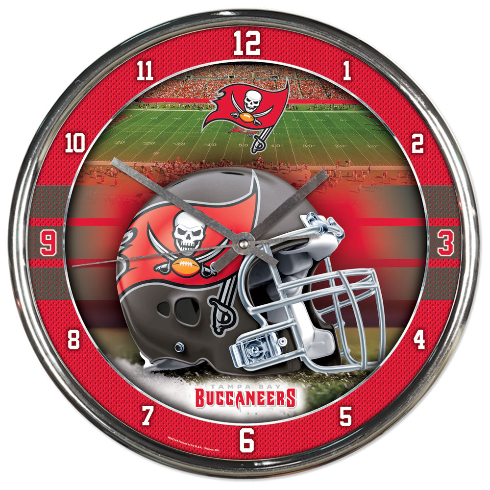 Tampa Bay Buccaneers Round Chrome Clock - Dynasty Sports & Framing 