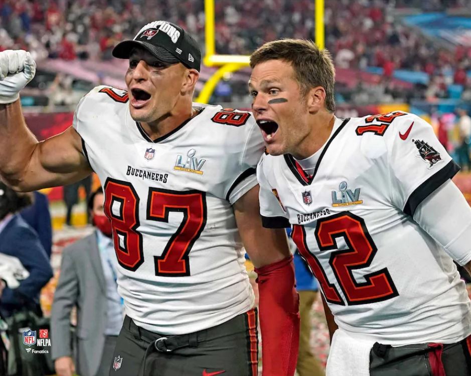 Tom Brady & Rob Gronkowski Super Bowl LV Champions Tampa Bay Buccaneers 8" x 10" Football Photo - Dynasty Sports & Framing