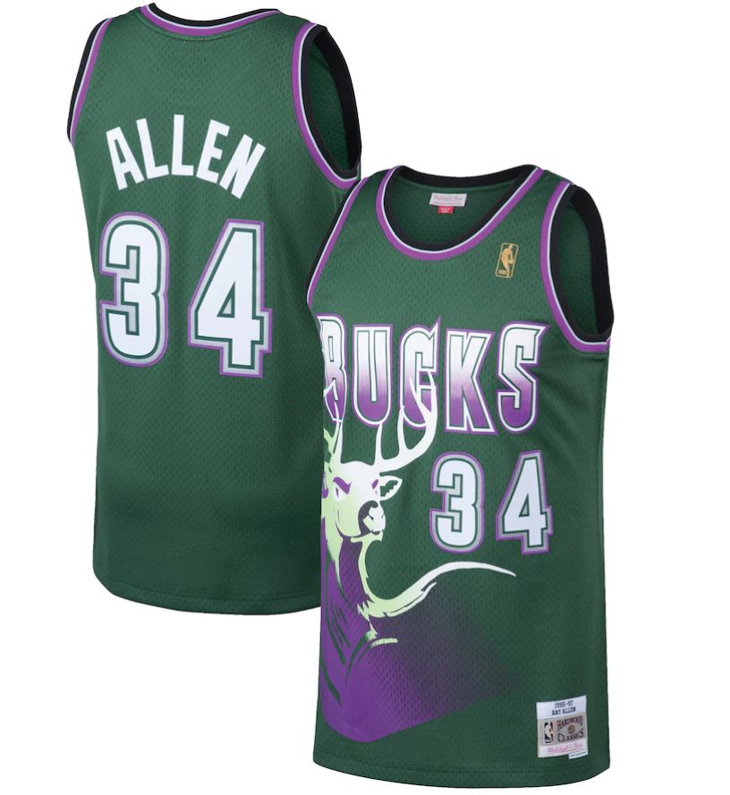 Ray Allen Milwaukee Bucks Mitchell & Ness Green Hardwood Classics 1996-97 Swingman Jersey - Dynasty Sports & Framing 