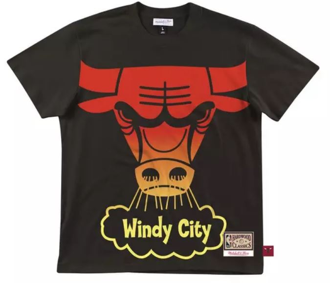 Chicago Bulls Mitchell & Ness Black Flames T-Shirt - Dynasty Sports & Framing 