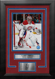 Carey Price in Goal Montreal Canadiens 8" x 10" Framed Hockey Photo with Engraved Autograph - Dynasty Sports & Framing 
