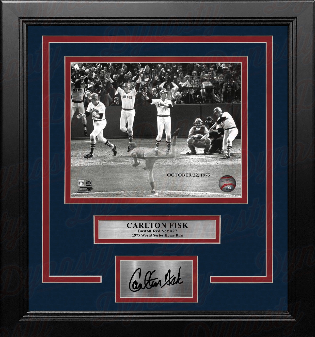 Carlton Risk World Series Home Run Boston Red Sox 8x10 Framed Baseball Photo with Engraved Autograph - Dynasty Sports & Framing 