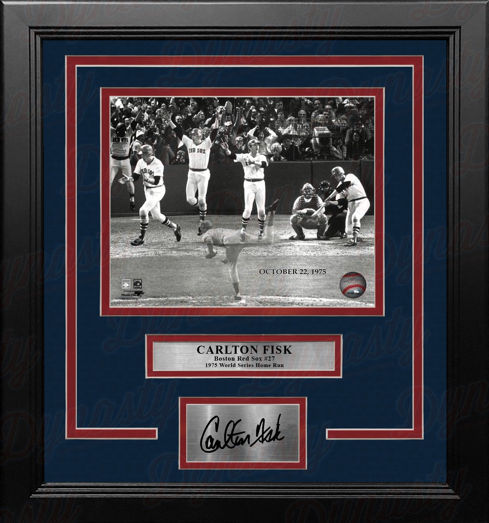 Carlton Risk World Series Home Run Boston Red Sox 8x10 Framed Baseball Photo with Engraved Autograph - Dynasty Sports & Framing 