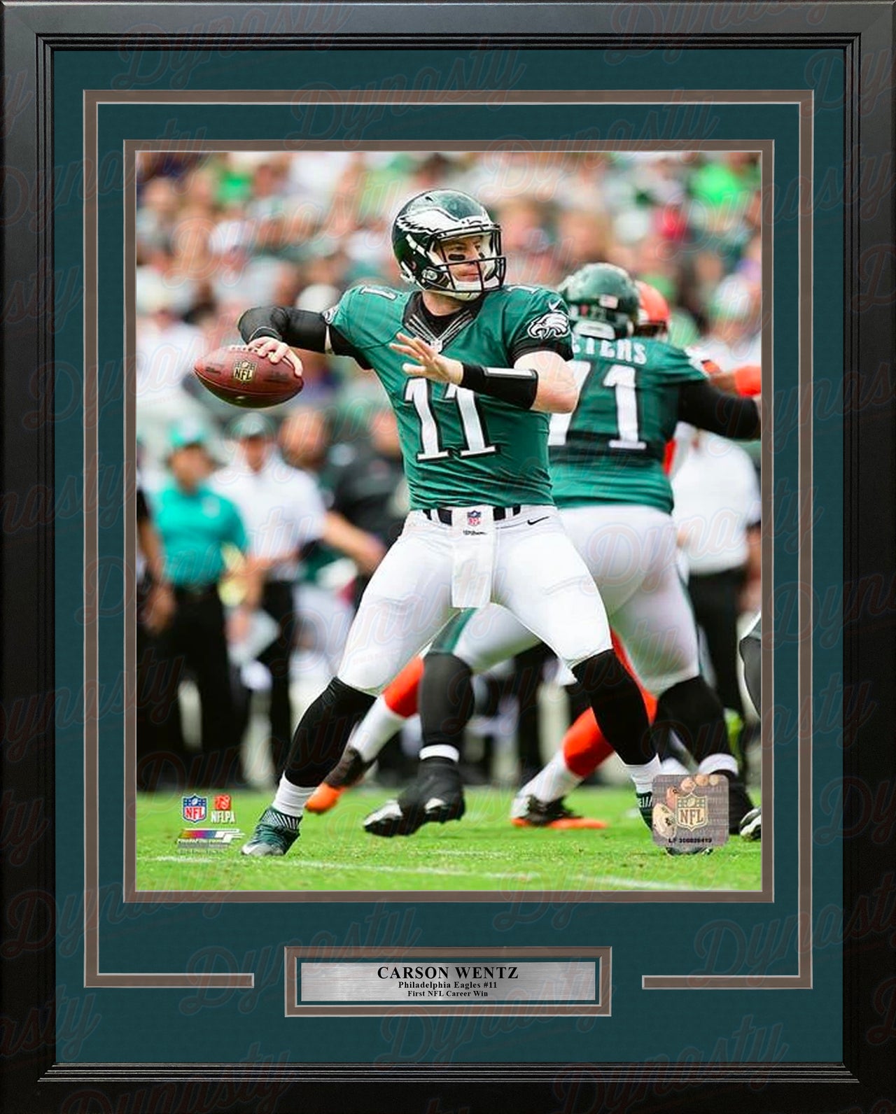 Carson Wentz First Career Win Philadelphia Eagles NFL Football Framed and Matted Photo - Dynasty Sports & Framing