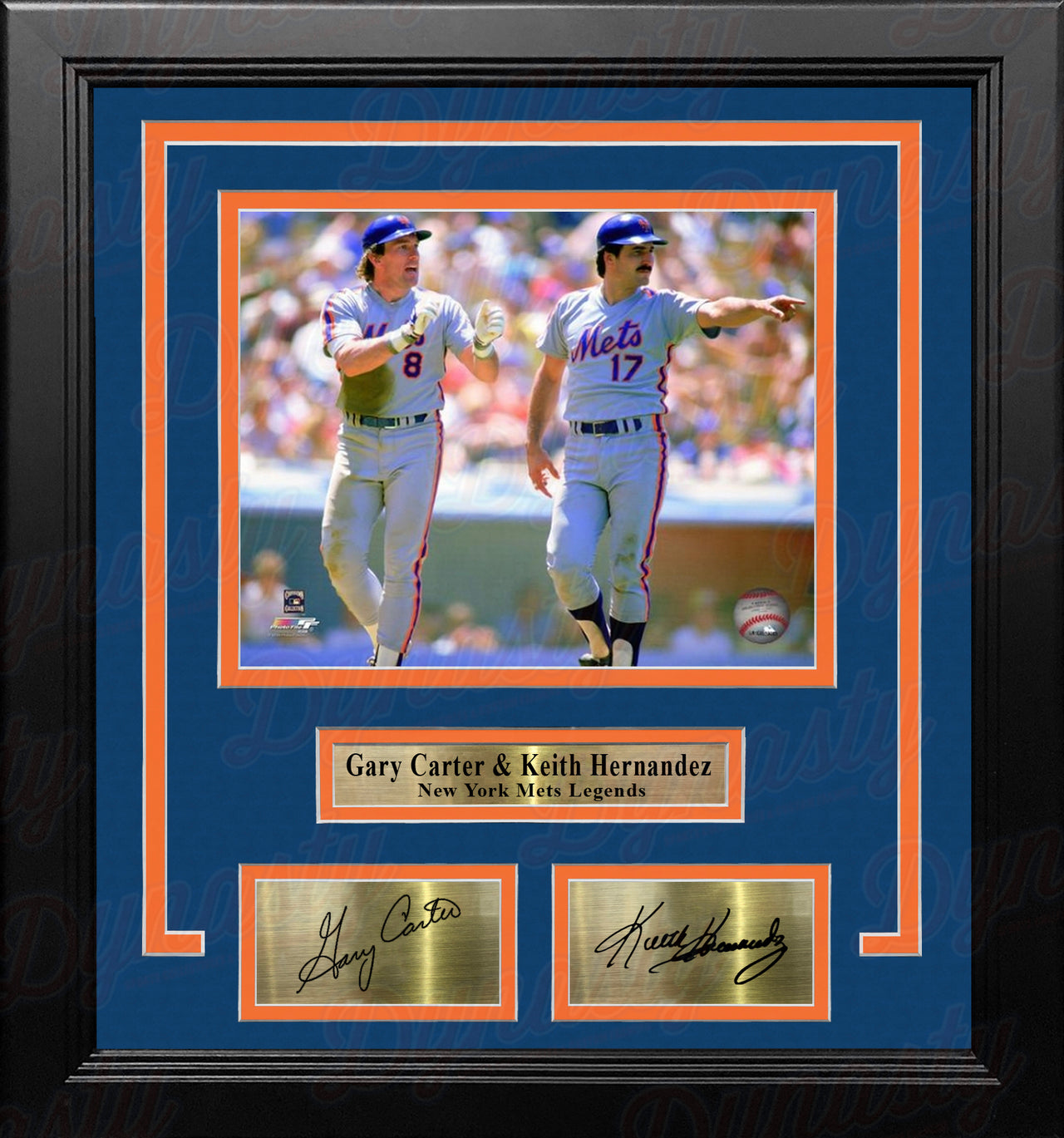 Gary Carter & Keith Hernandez in Action New York Mets 8" x 10" Framed Photo with Engraved Autographs - Dynasty Sports & Framing 
