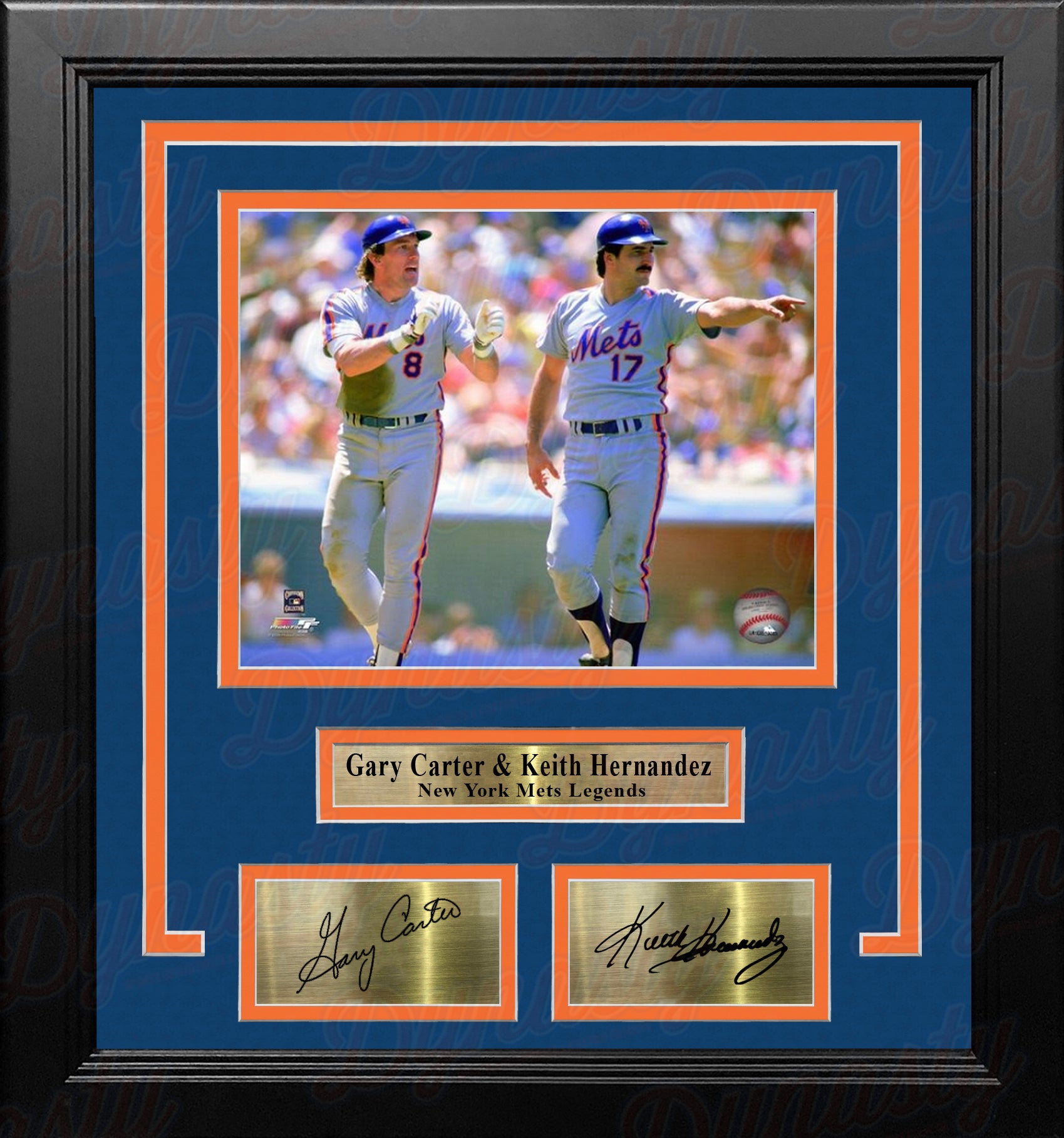 Gary Carter & Keith Hernandez in Action New York Mets 8" x 10" Framed Photo with Engraved Autographs - Dynasty Sports & Framing 