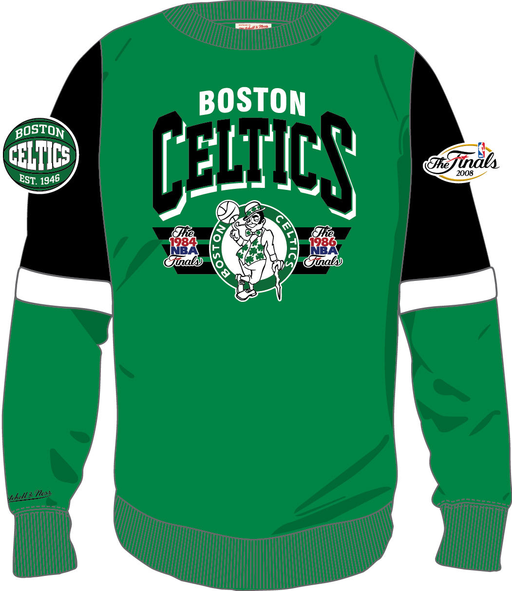 Boston Celtics Mitchell & Ness NBA All Over Crew 3.0 Sweatshirt - Dynasty Sports & Framing 