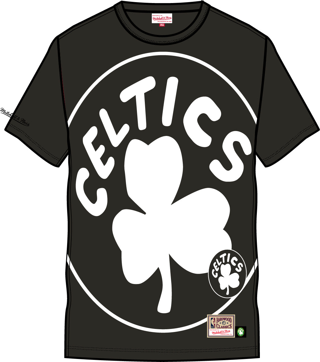 Boston Celtics Mitchell & Ness Black Big Face 3.0 T-Shirt - Dynasty Sports & Framing 