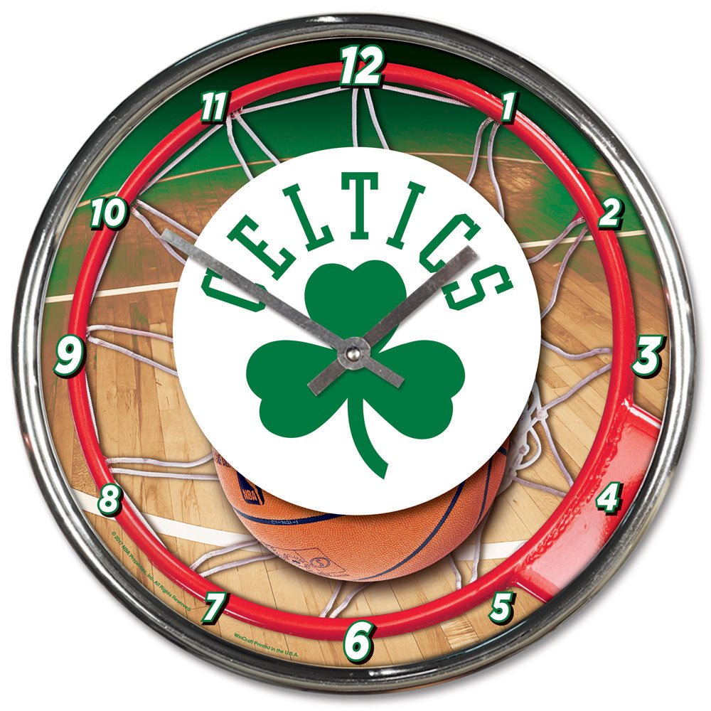 Boston Celtics Round Chrome Clock - Dynasty Sports & Framing 