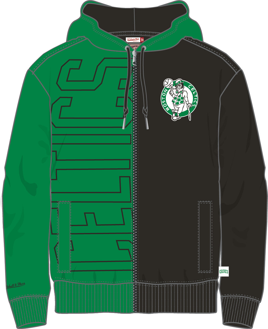 Boston Celtics Mitchell & Ness Fleece Full-Zip Hoodie - Dynasty Sports & Framing 