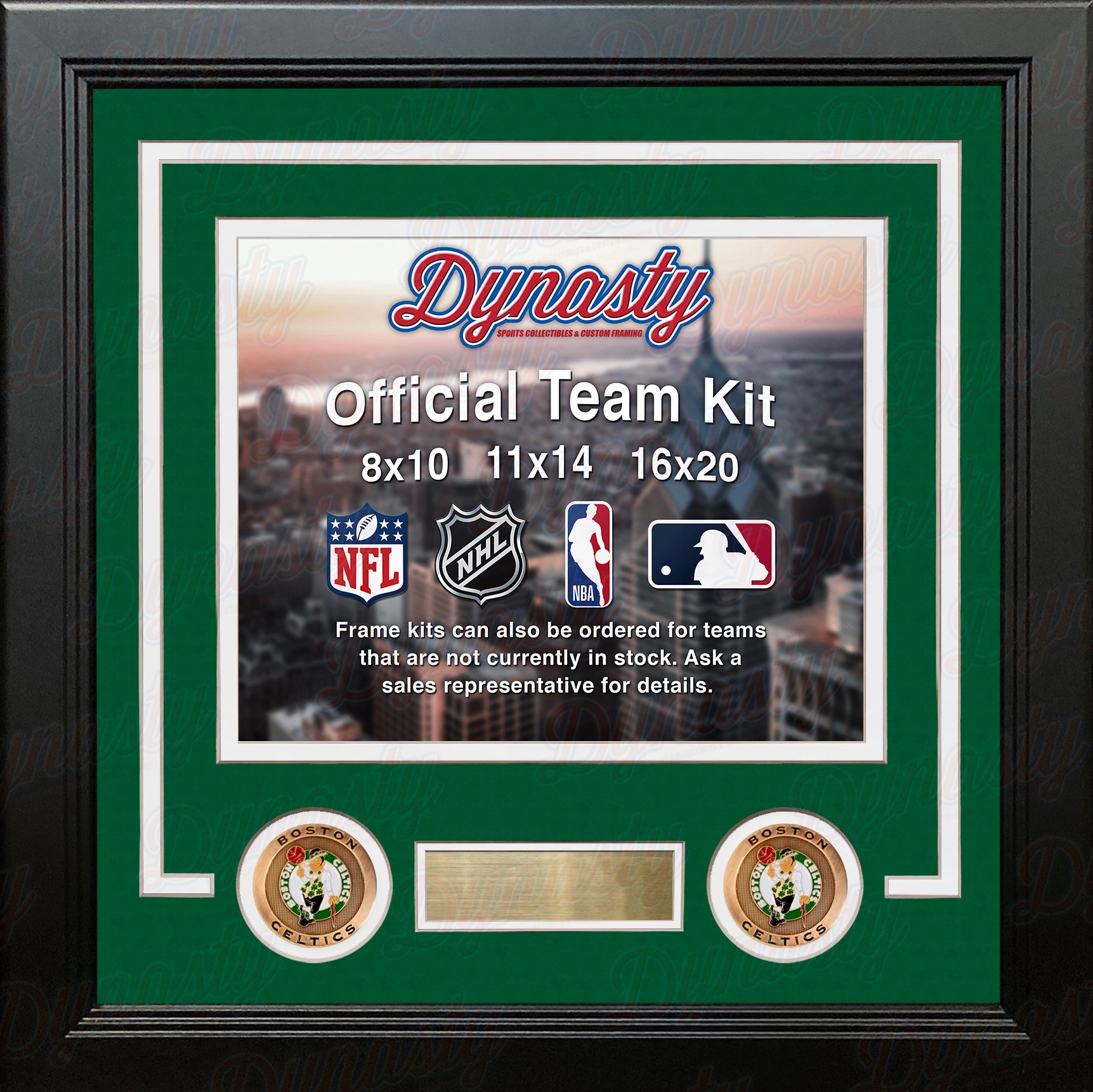 NBA Basketball Photo Picture Frame Kit - Boston Celtics (Green Matting, White Trim) - Dynasty Sports & Framing 