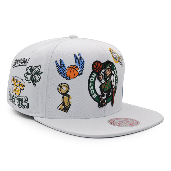 Boston Celtics Mitchell & Ness Hand Drawn Hardwood Classics Snapback Hat - Dynasty Sports & Framing 