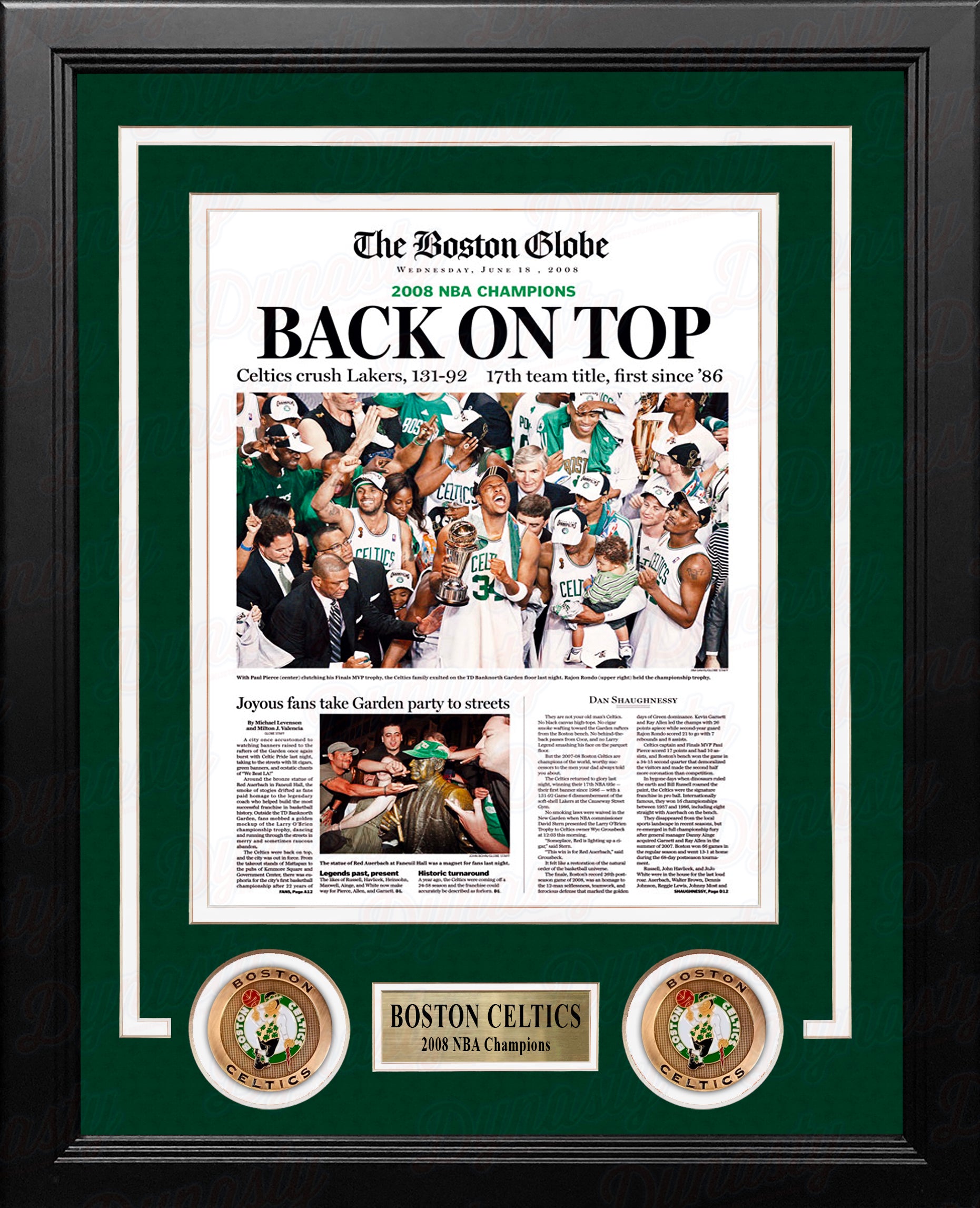 Boston Celtics 2008 NBA Champions Framed Boston Globe Photo - Dynasty Sports & Framing 
