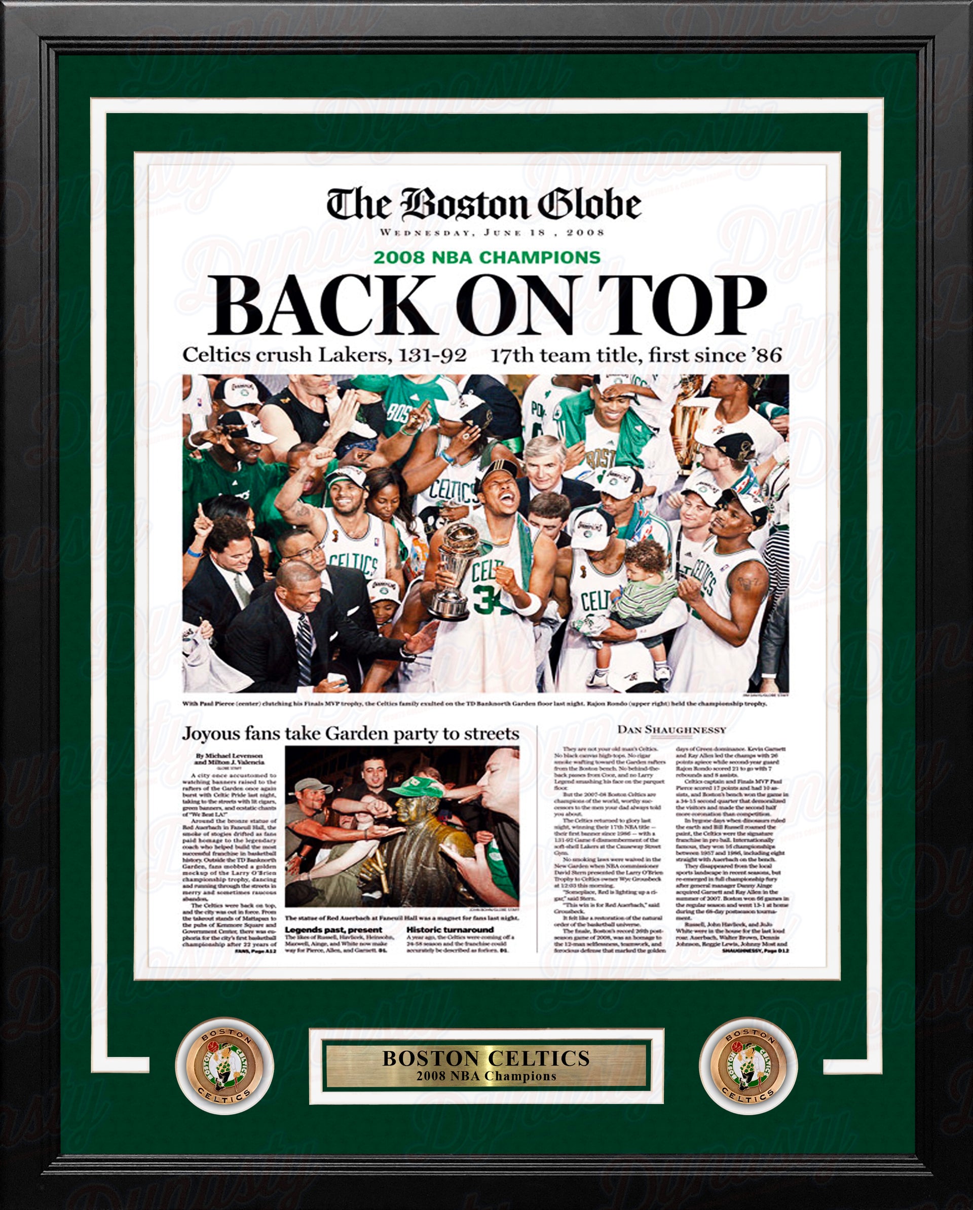 Boston Celtics 2008 NBA Champions Framed Boston Globe Photo - Dynasty Sports & Framing 
