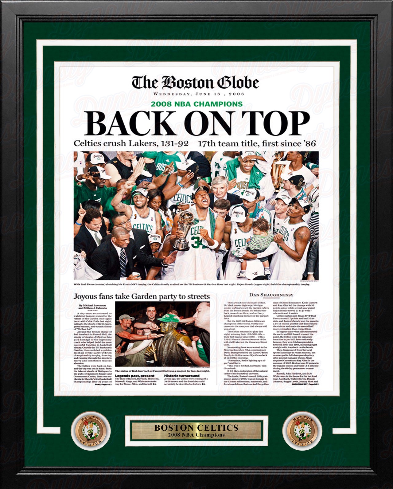 Boston Celtics 2008 NBA Champions Framed Boston Globe Photo - Dynasty Sports & Framing 