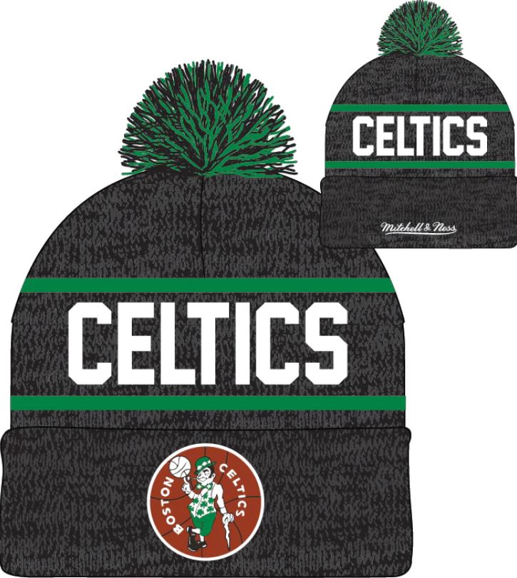 Boston Celtics Mitchell & Ness Red Hardwood Classics Reload 2.0 Cuffed Knit Hat with Pom - Dynasty Sports & Framing 