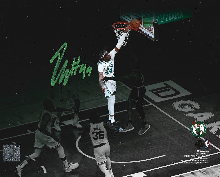 Robert Williams III Blocks Steph Curry Boston Celtics Autographed Basketball Photo - Dynasty Sports & Framing 