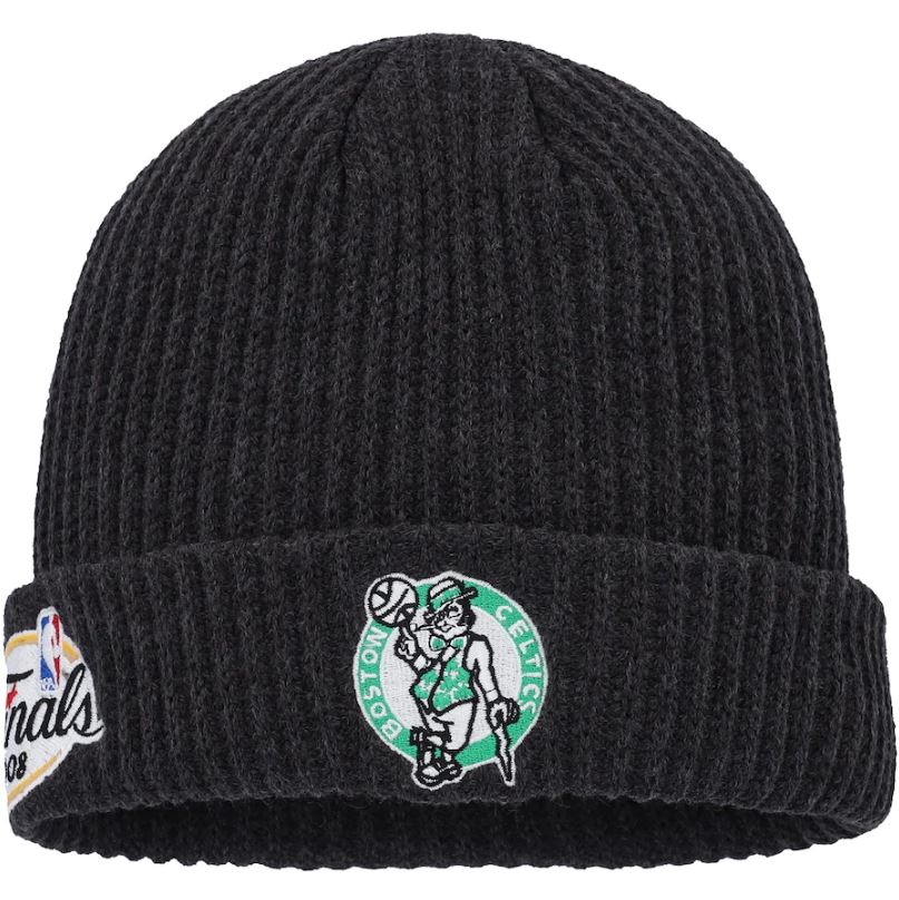 Boston Celtics Mitchell & Ness Black Hardwood Classics 2008 NBA Finals Short Stuff Cuffed Knit Hat - Dynasty Sports & Framing 