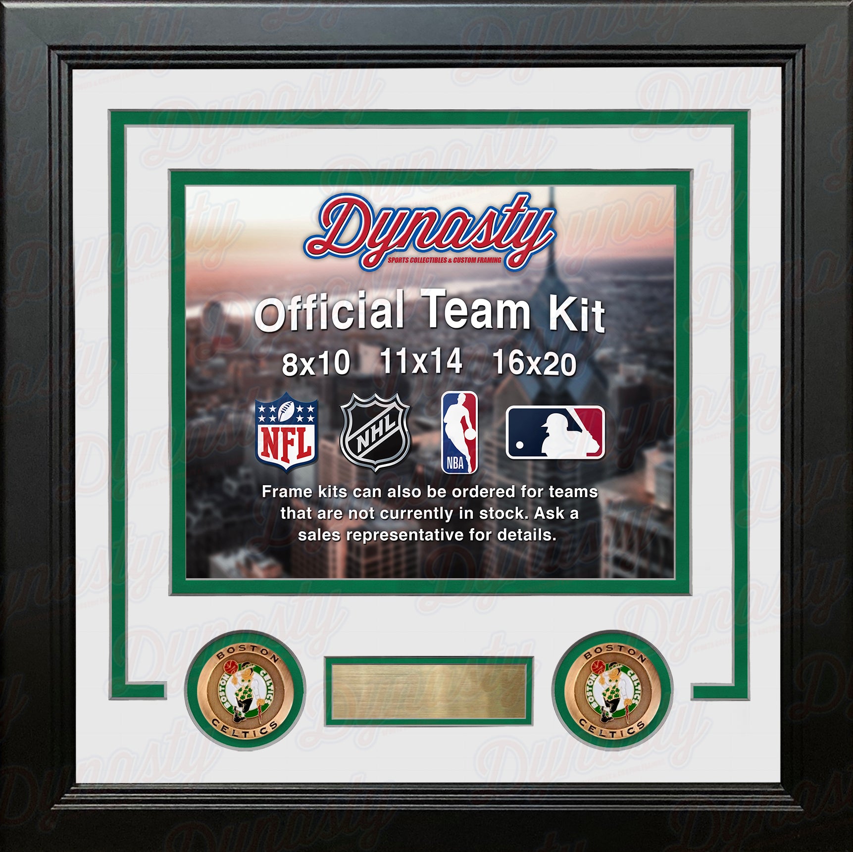 NBA Basketball Photo Picture Frame Kit - Boston Celtics (White Matting, Green Trim) - Dynasty Sports & Framing 