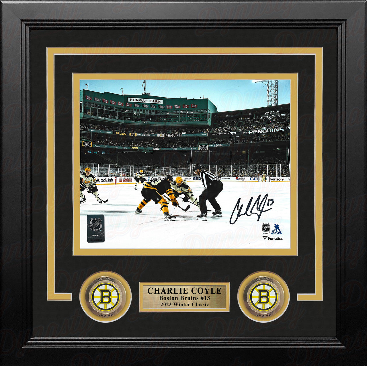 Charlie Coyle 2023 Winter Classic Boston Bruins Autographed 8" x 10" Framed Hockey Photo - Dynasty Sports & Framing 