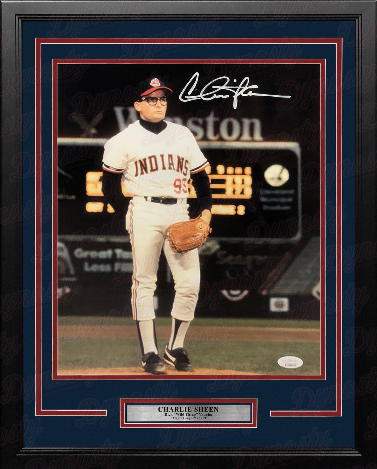 Charlie Sheen Rick Vaughn Major League Autographed 11" x 14" Framed Movie Photo - Dynasty Sports & Framing 