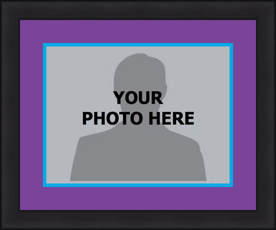 NBA Basketball Photo Picture Frame Kit - Charlotte Hornets (Purple Matting, Blue Trim) - Dynasty Sports & Framing