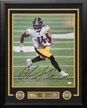 Chase Claypool Running Action Pittsburgh Steelers Autographed 16" x 20" Framed Football Photo - Dynasty Sports & Framing 