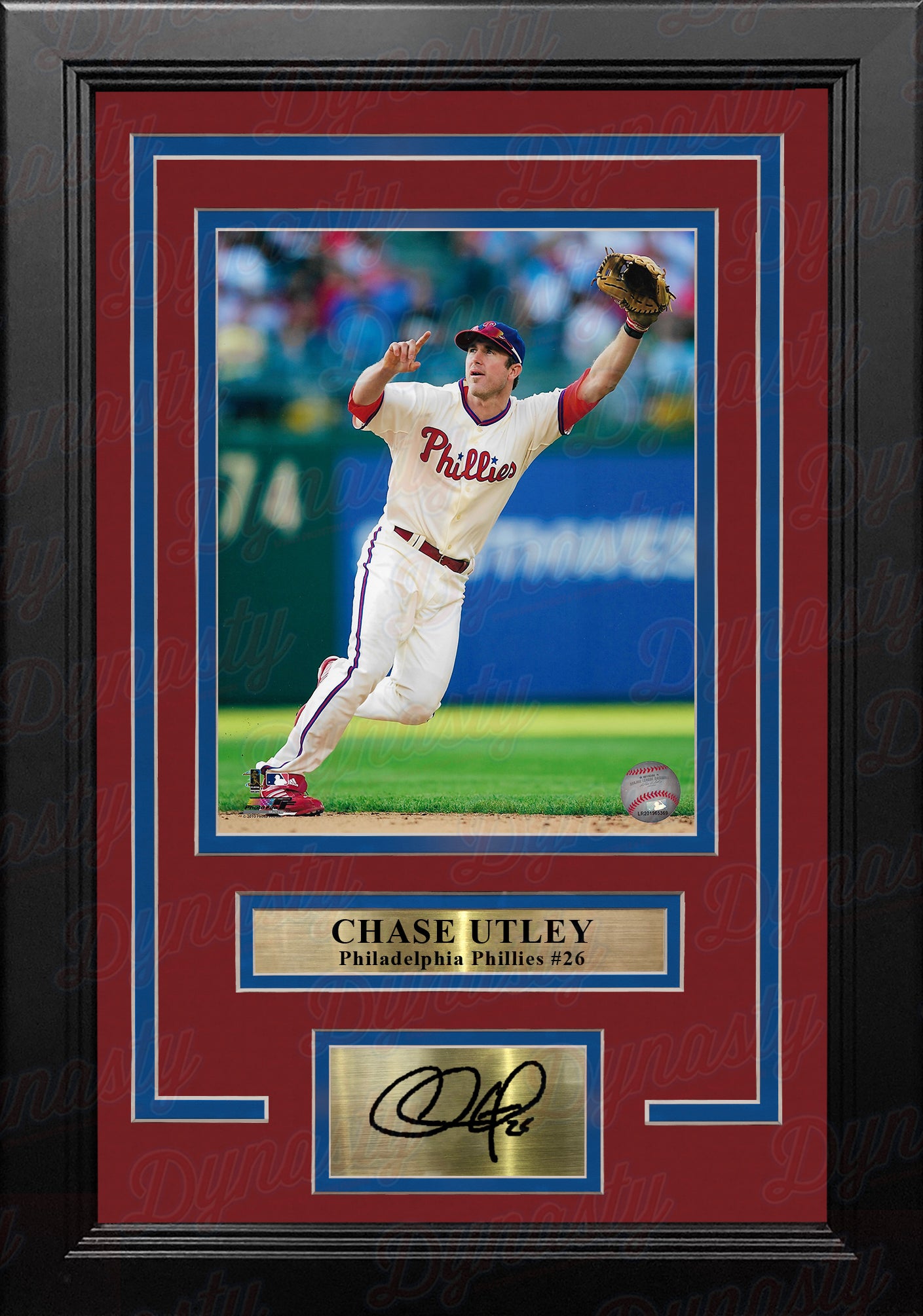 Chase Utley on the Field Philadelphia Phillies 8x10 Framed Photo with Engraved Autograph - Dynasty Sports & Framing 