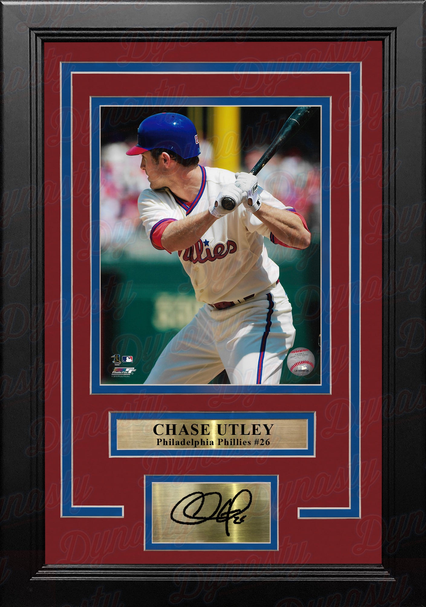 Chase Utley Batting Stance Philadelphia Phillies 8x10 Framed Photo with Engraved Autograph - Dynasty Sports & Framing 