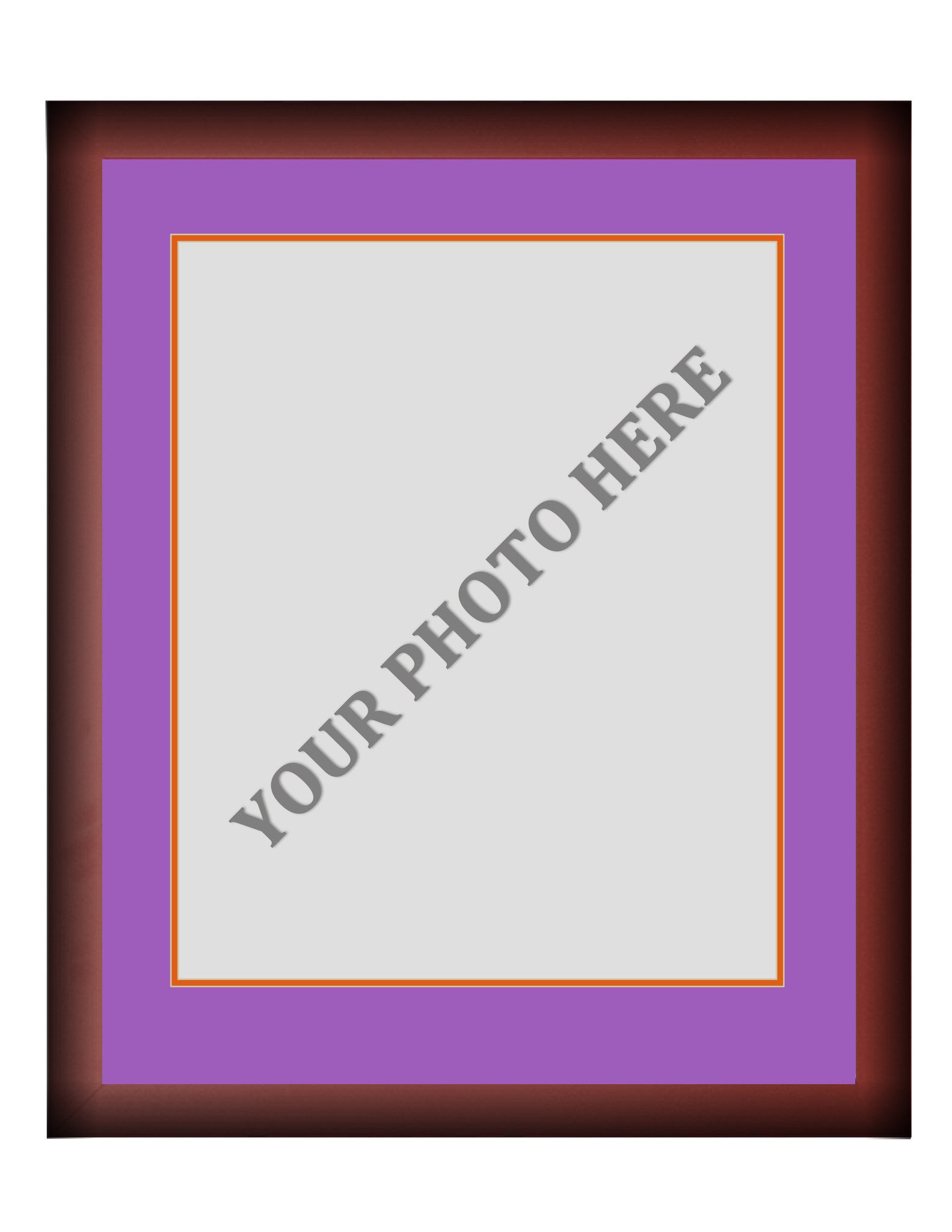 Frame Kit - Cherry Wood Frame | Purple Matting | Orange Trim - Dynasty Sports & Framing 