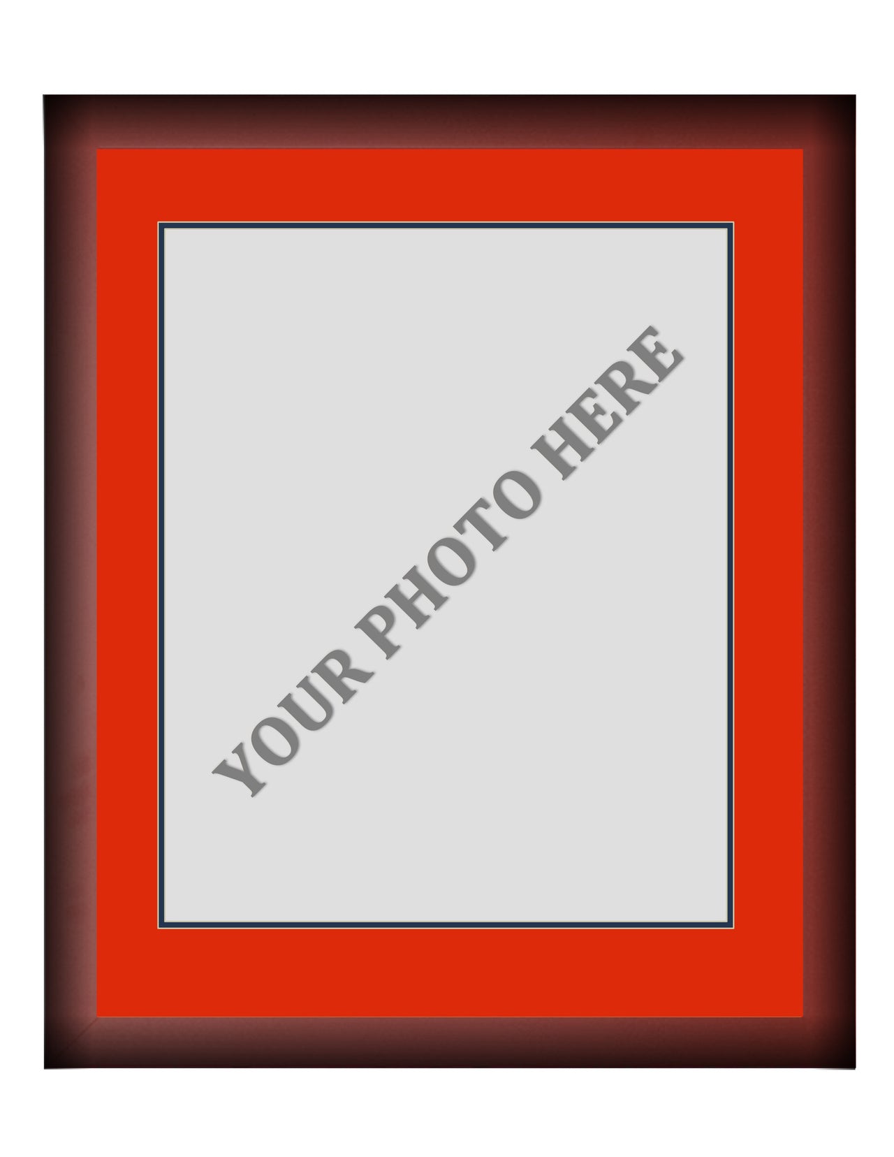 Frame Kit - Cherry Wood Frame | Red Matting | Dark Blue Trim - Dynasty Sports & Framing 