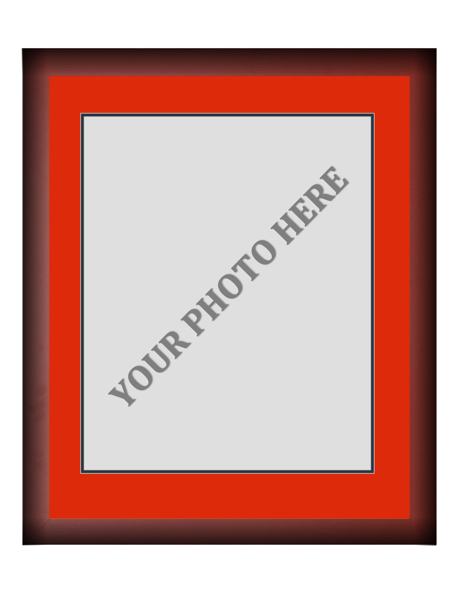 Frame Kit - Cherry Wood Frame | Red Matting | Dark Blue Trim - Dynasty Sports & Framing 