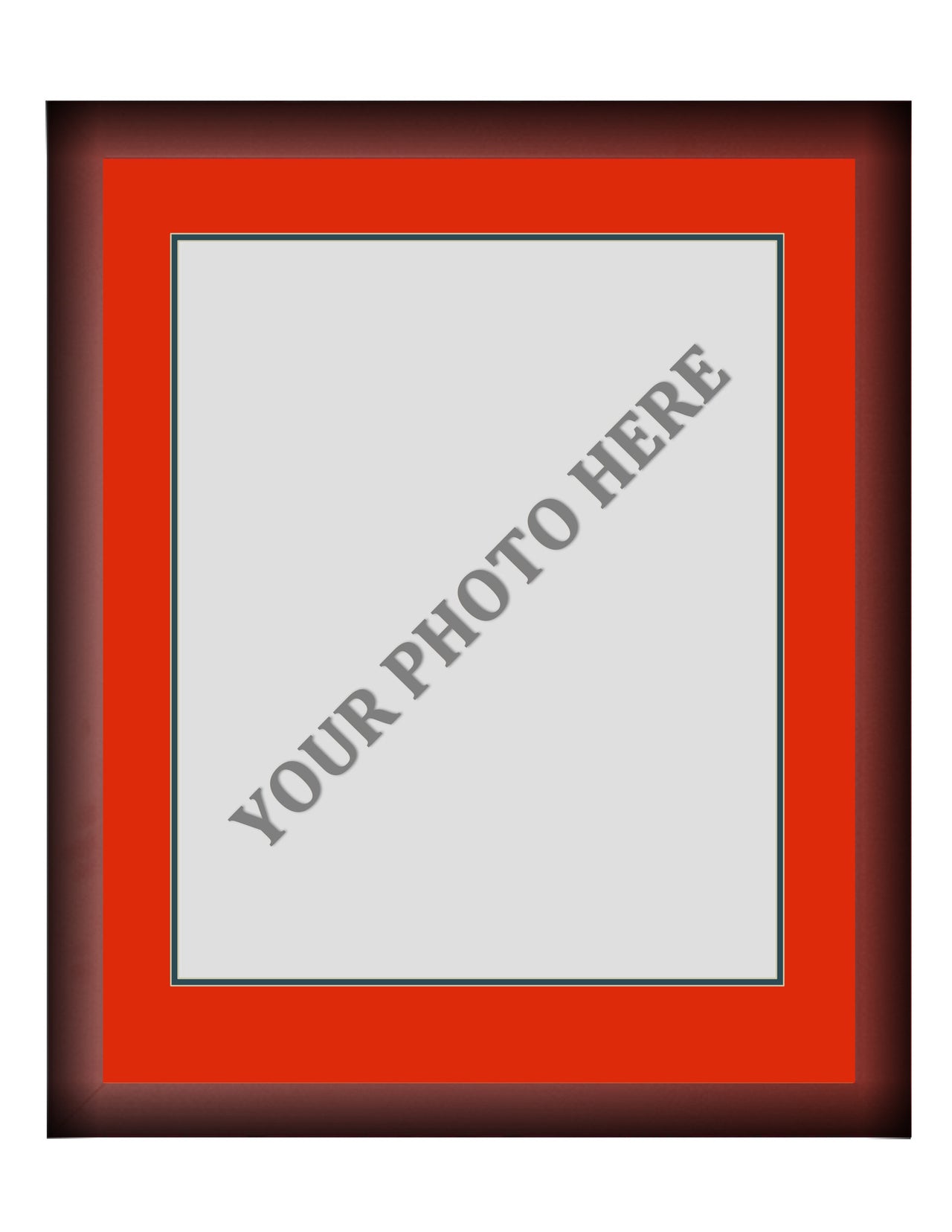 Frame Kit - Cherry Wood Frame | Red Matting | Dark Green Trim - Dynasty Sports & Framing 