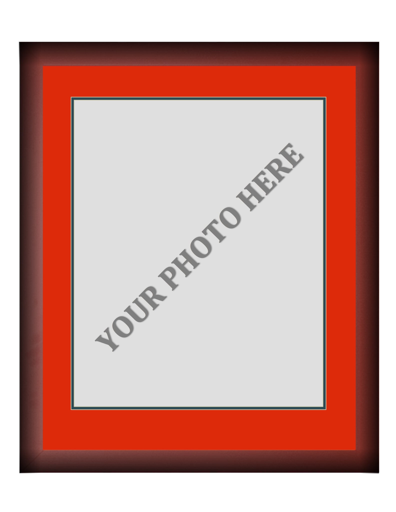 Frame Kit - Cherry Wood Frame | Red Matting | Dark Green Trim - Dynasty Sports & Framing 