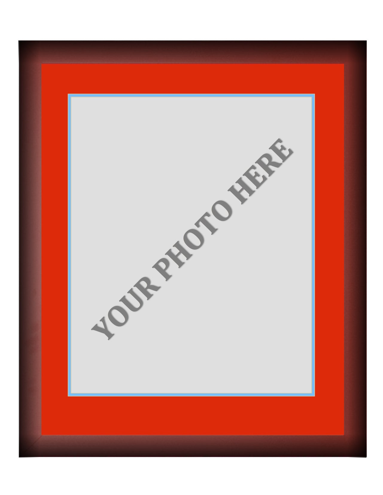 Frame Kit - Cherry Wood Frame | Red Matting | Light Blue Trim - Dynasty Sports & Framing 