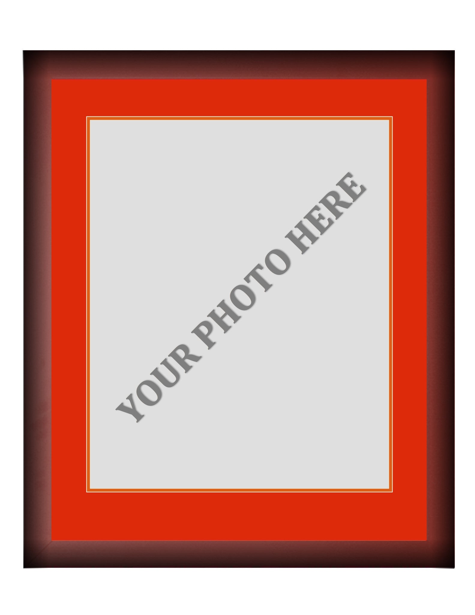 Frame Kit - Cherry Wood Frame | Red Matting | Orange Trim - Dynasty Sports & Framing 