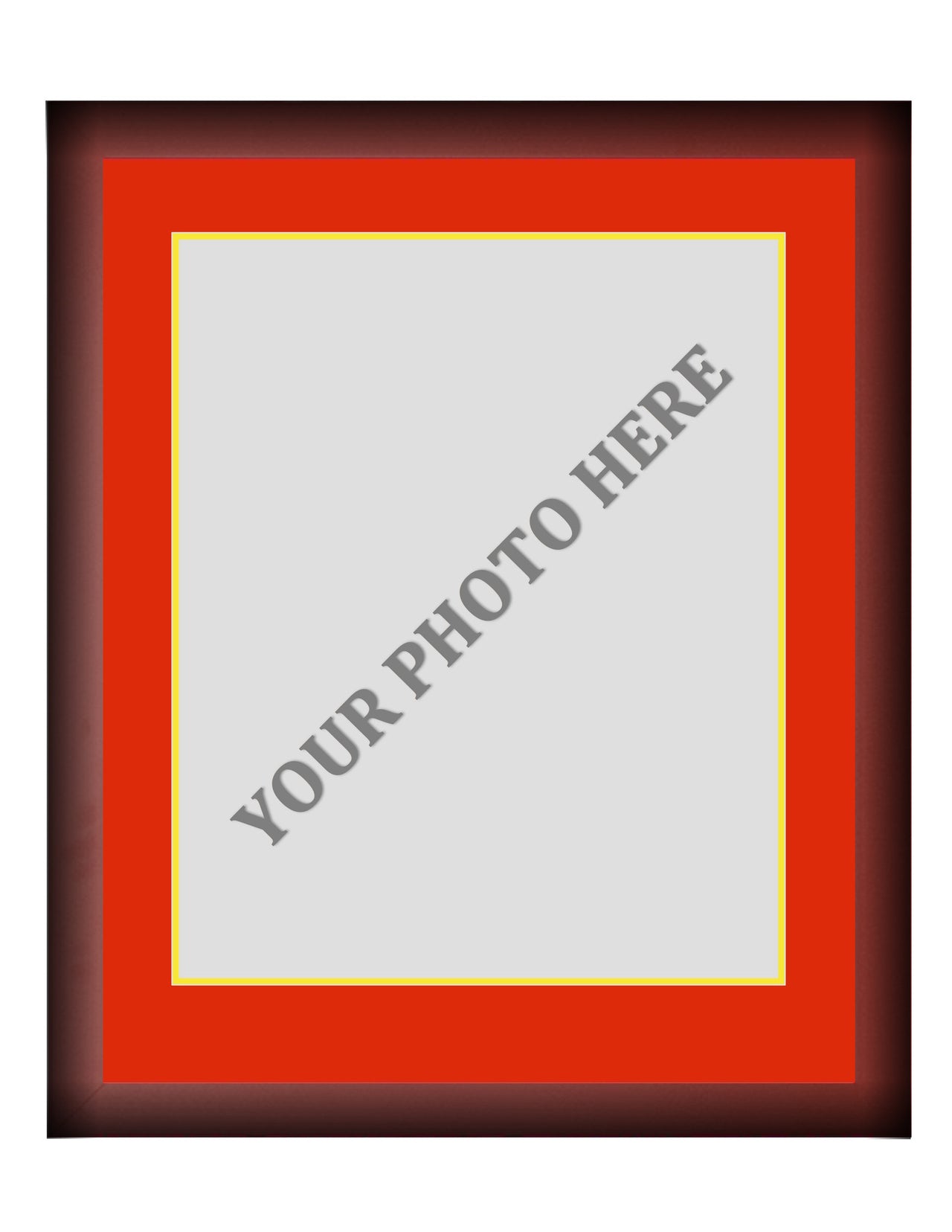 Frame Kit - Cherry Wood Frame | Red Matting | Yellow Trim - Dynasty Sports & Framing 